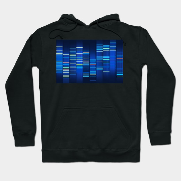 Blue Techno Stripe Digital DNA Hoodie by tandre